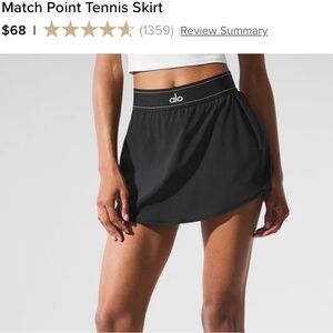 ALO Yoga Black Match Point Tennis Skirt